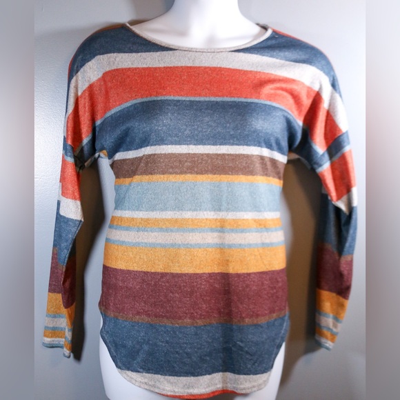 Crew Neck Mixed Stripes Sweater - Picture 1 of 8